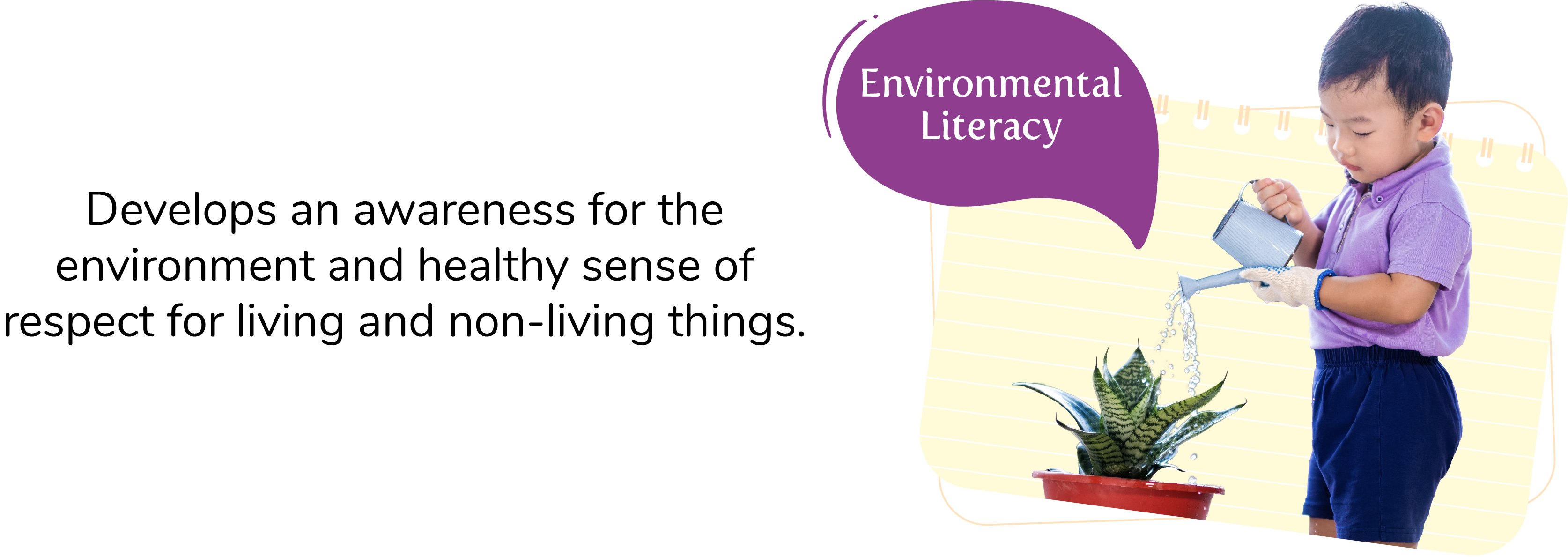 Develops an awareness for the environment and healthy sense of respect for living and non-living things.
